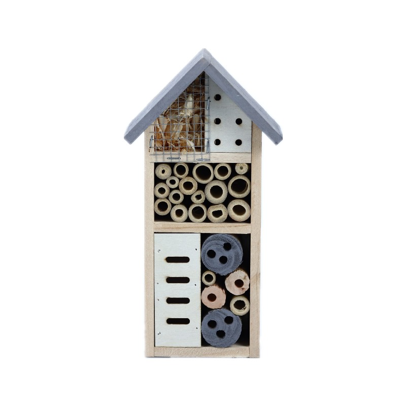 Insect Hotel Wood - Hanging Wooden Insect Hotel, Multi-functional Bee