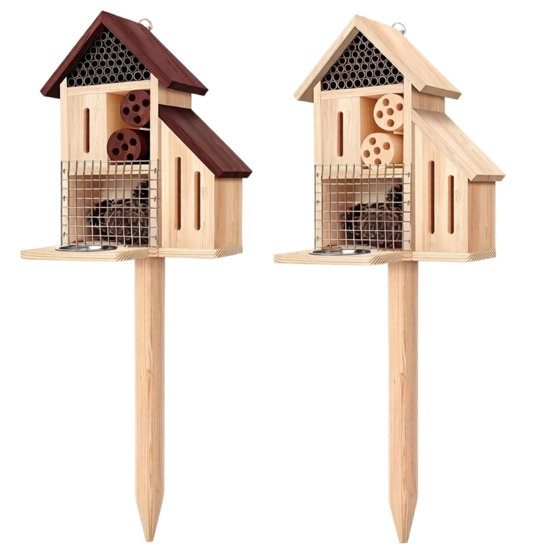Wooden Insect House on Stake,  - Insect Hotel Wood recension och pris